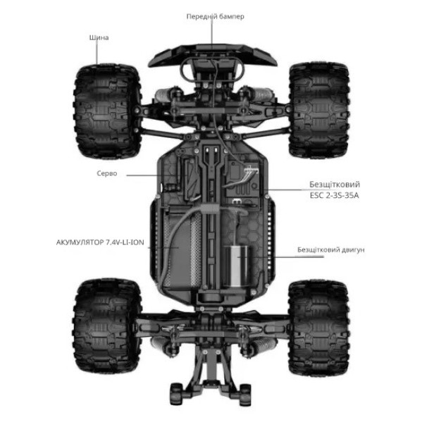 Радиоуправляемая машинка KF18 4WD 1:14, до 55 км/ч, аккумулятор 7.4V 1500 mAh 2 АКБ