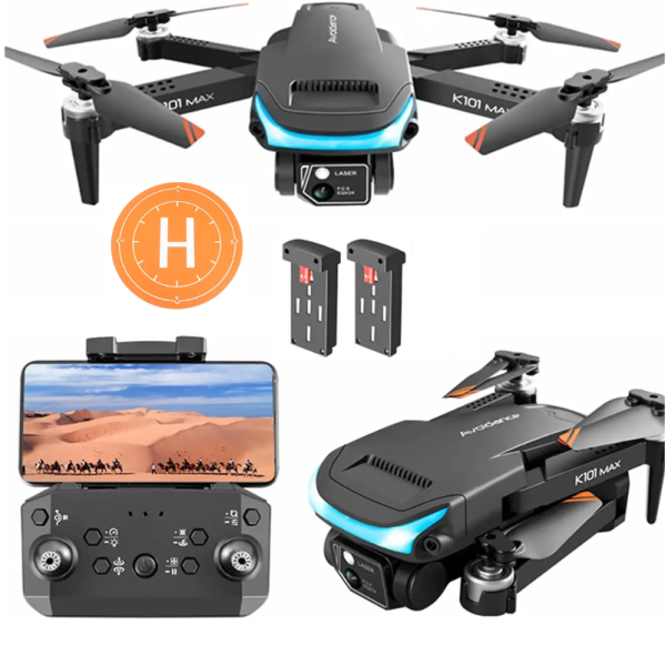 Квадрокоптер с 4K камерой Drone K101 Max Коптер - дрон FPV, до 30 мин дальность до 150 м. (2 аккумулятора)