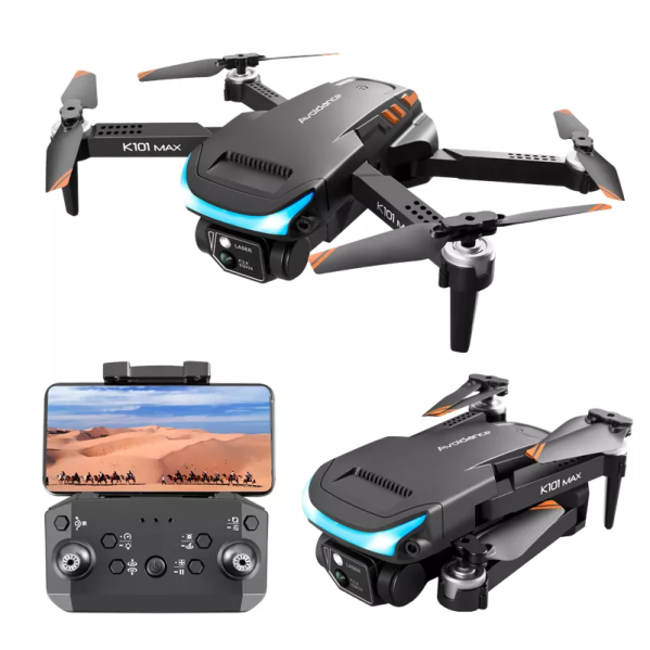 Квадрокоптер с 4K камерой Drone K101 Max Коптер - дрон FPV, до 30 мин дальность до 150 м. (2 аккумулятора)