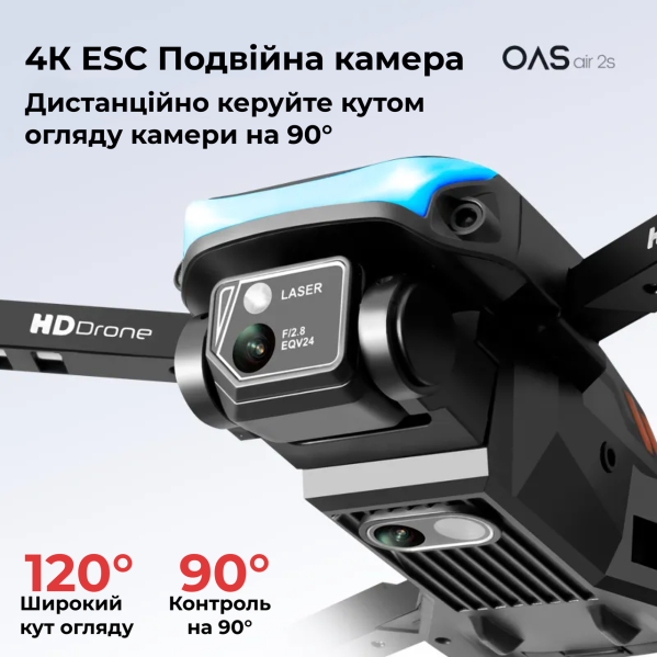 Квадрокоптер с 4K камерой Drone K101 Max Коптер - дрон FPV, до 30 мин дальность до 150 м. (2 аккумулятора)