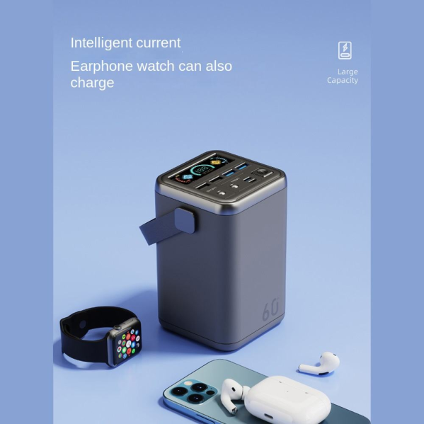 Повербанк Powerbank 60000 мА·ч для ноутбука, быстрая зарядка PD 100W, портативная зарядная станция, LED-дисплей, фонарик Повербанк Powerbank 60000 мА·ч для ноутбука, быстрая зарядка PD 100W, портативная зарядная станция, LED-дисплей, фонарик