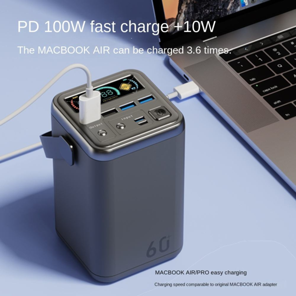 Повербанк Powerbank 60000 мА·ч для ноутбука, быстрая зарядка PD 100W, портативная зарядная станция, LED-дисплей, фонарик Повербанк Powerbank 60000 мА·ч для ноутбука, быстрая зарядка PD 100W, портативная зарядная станция, LED-дисплей, фонарик