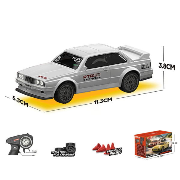 RC машинка BMW E30 Mini Drift 1:43 дрифт авто на пульте 4WD до 15 км ч для детей и взрослых RC машинка BMW E30 Mini Drift 1:43 дрифт авто на пульте 4WD до 15 км ч для детей и взрослых