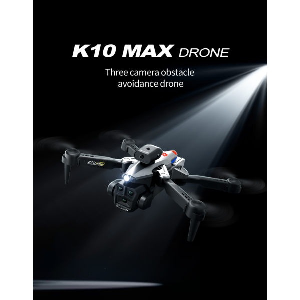 Квадрокоптер  K10 max Drone с тремя камерами 4K,HD, WIFI, Дальность полета  до 100м. Время  до 20 мин.