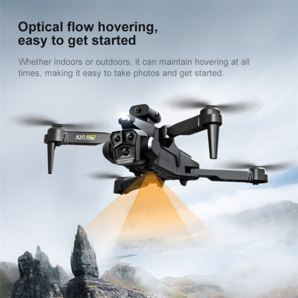 Квадрокоптер  K10 max Drone с тремя камерами 4K,HD, WIFI, Дальность полета  до 100м. Время  до 20 мин.