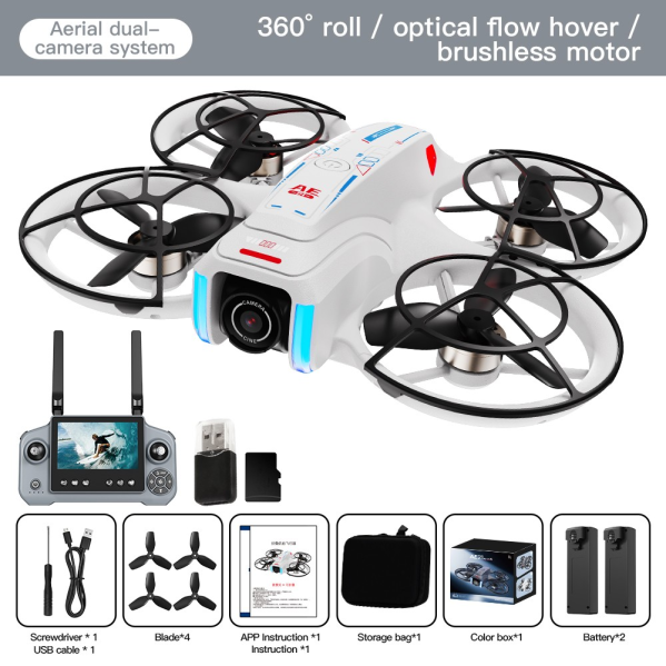 Квадрокоптер AE21 з пультом з екраном 4.3", 2 акумулятори, FPV дрон, камера, до 100 м, безщітковий