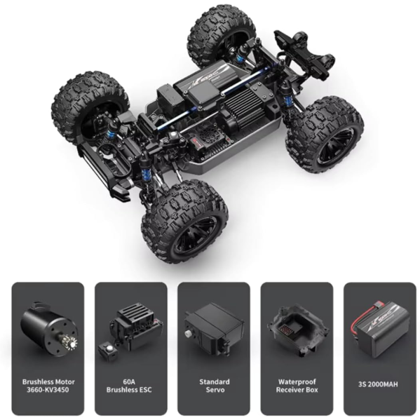 Радиоуправляемая машинка MJX 12212 1:12 Brushless до 58 км/ч, RC внедорожник на пульте управления, аккумулятор LiPo 11.1V 2000 mAh
