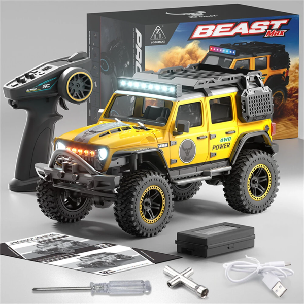 Радиоуправляемая машина ZLL SG206 MAX 1:20, RC джип 4x4, бесщеточный мотор, металлическое шасси, LED фары, до 30 мин