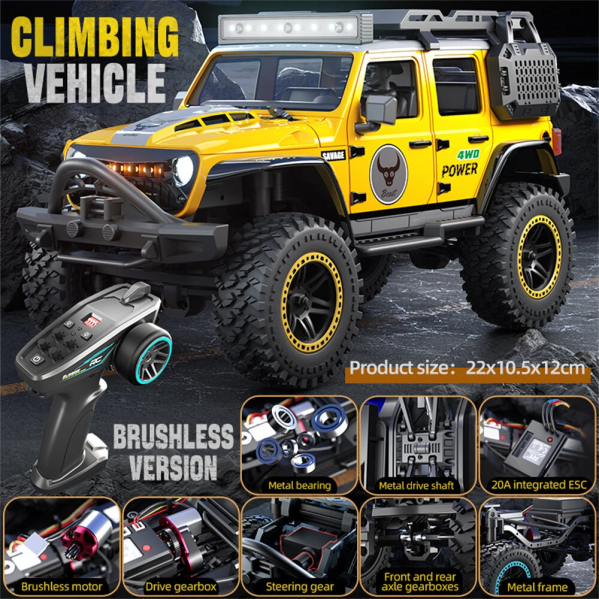 Радиоуправляемая машина ZLL SG206 MAX 1:20, RC джип 4x4, бесщеточный мотор, металлическое шасси, LED фары, до 30 мин