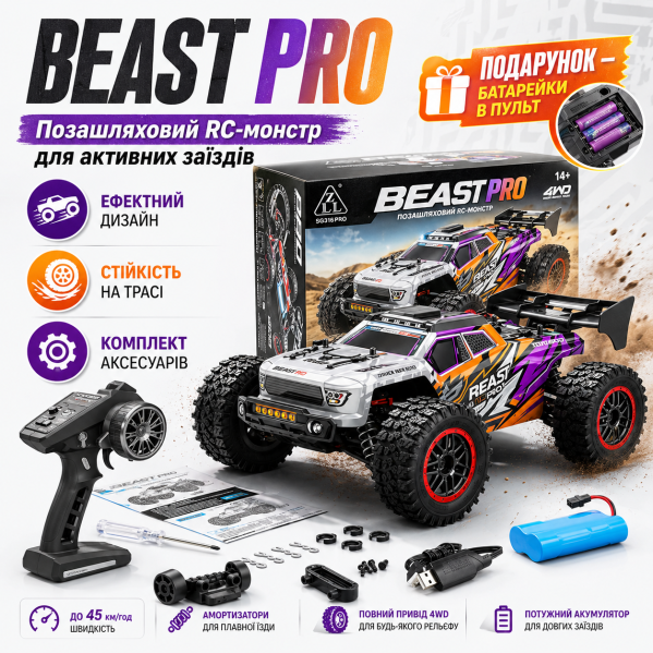 Радиоуправляемая машинка SG316 PRO 4WD RC внедорожник на пульте до 40 км/ч детская машинка джип для бездорожья быстрая машин