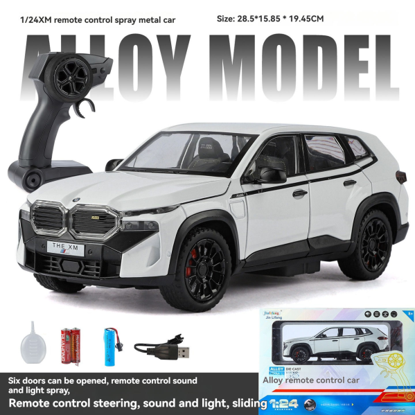 Радиоуправляемая машинка BMW XM 1:24 — металлическая RC модель, свет, звук, дым, открываются двери, 2.4GHz пульт, подарочная Радиоуправляемая машинка BMW XM 1:24 — металлическая RC модель, свет, звук, дым, открываются двери, 2.4GHz пульт, подарочная