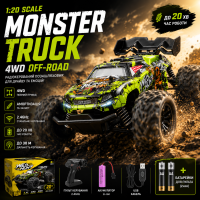 Машинка на радиоуправлении S767 Monster Truck 1:20 4WD RC внедорожник для детей, радиоуправляемая машинка, джип на пульте 2.4GHz