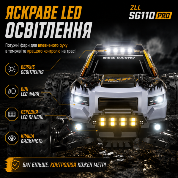 Машинка на радиоуправлении ZLL SG110 PRO 4WD 1:10 RC Monster Truck внедорожник, скоростная RC машинка на пульте  до 60 км/ч