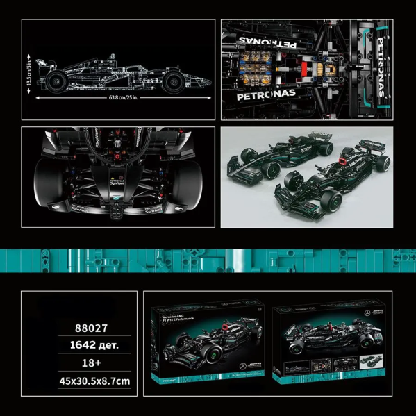 Конструктор Mercedes-AMG F1 1642 деталей в стиле LEGO Technic, болид Формулы 1, гоночный автомобиль 1:8, большой конструктор