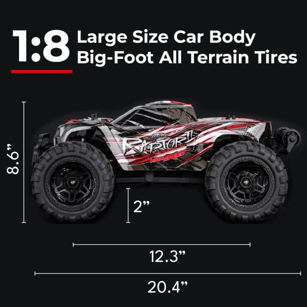 Машинка на радиоуправлении HOSHI RC машинка N518 4WD 1:8 до 100+ км/ч | Бесколлекторный Monster Truck 3670 2500KV | RC внедорожник