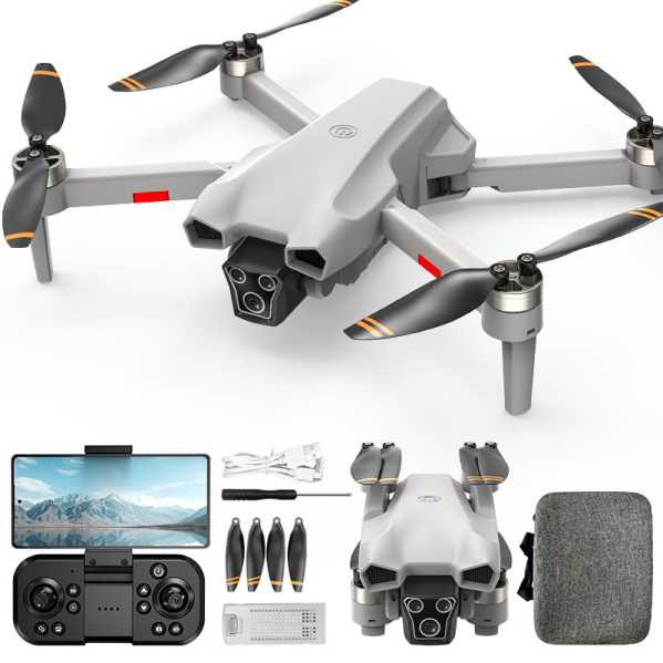 Квадрокоптер дрон L107 PRO 4K с двойной камерой FPV WiFi БК моторы до 200 м складной радиоуправляемый дрон кейс