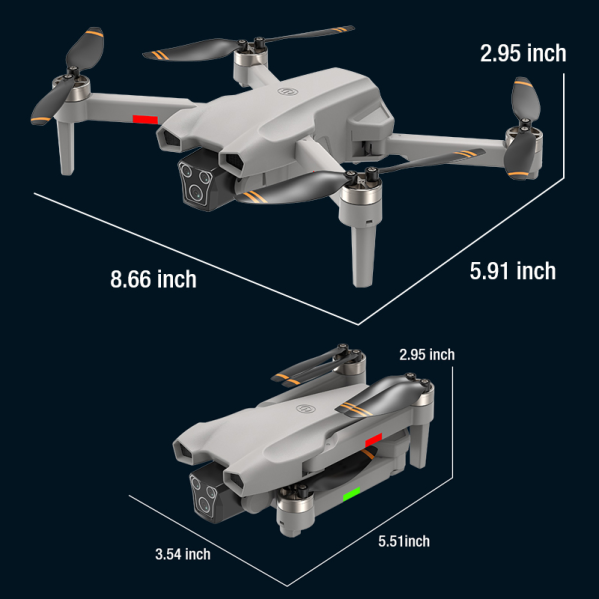 Квадрокоптер дрон L107 PRO 4K с двойной камерой FPV WiFi БК моторы до 200 м складной радиоуправляемый дрон кейс