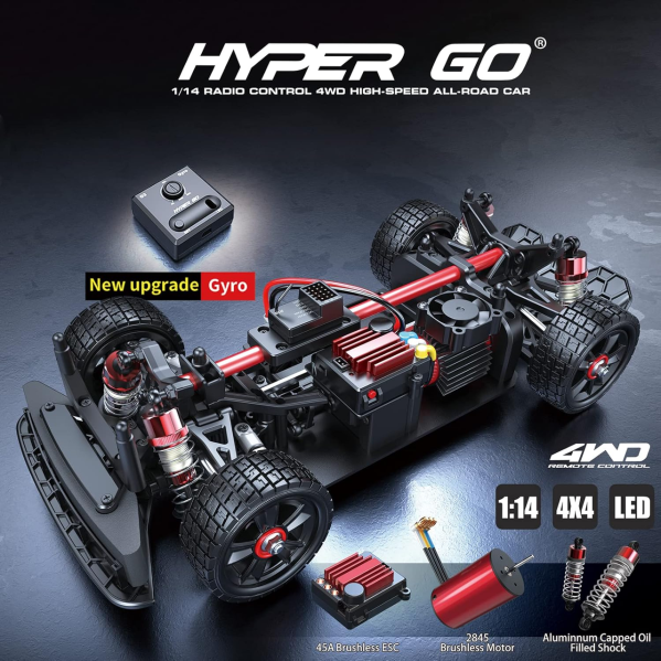 Машинка на радиоуправлении MJX Hyper Go 14302 1:14 4WD до 42 км/ч, Brushless RC дрифт авто, спортивный автомобиль на пульте, аккум