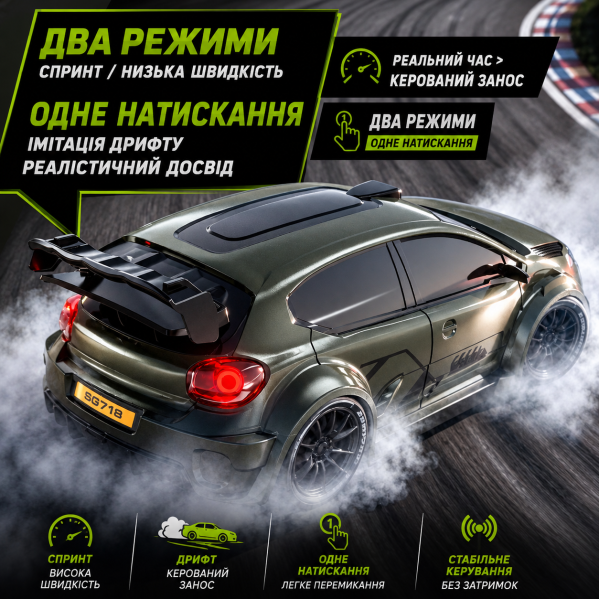 Машинка на радиоуправлении ZLL SG718 1:24 4WD, RC дрифт авто на пульте, спортивный автомобиль до 20 км/ч, LED подсветка