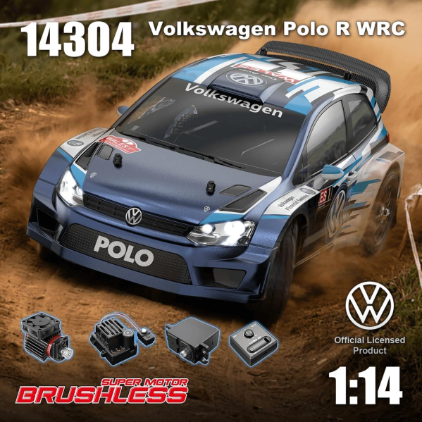 Радиоуправляемая машинка MJX Hyper Go 14304 VW Polo R WRC 1:14 Brushless 4WD до 42 км/ч, RC модель на пульте управления