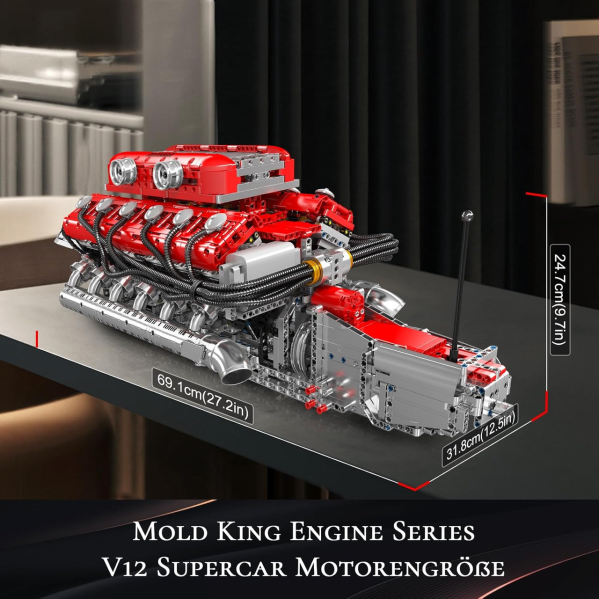 Конструктор двигатель Mould King V12 3472+ деталей с электромотором модель двигателя внутреннего сгорания, механический двигатель Конструктор двигатель Mould King V12 3472+ деталей с электромотором модель двигателя внутреннего сгорания, механический двигатель