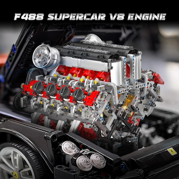 Конструктор двигатель V8 Mould King 10130 с электромотором 2718 деталей модель двигателя V8 Twin Turbo, механический двигатель, Конструктор двигатель V8 Mould King 10130 с электромотором 2718 деталей модель двигателя V8 Twin Turbo, механический двигатель,