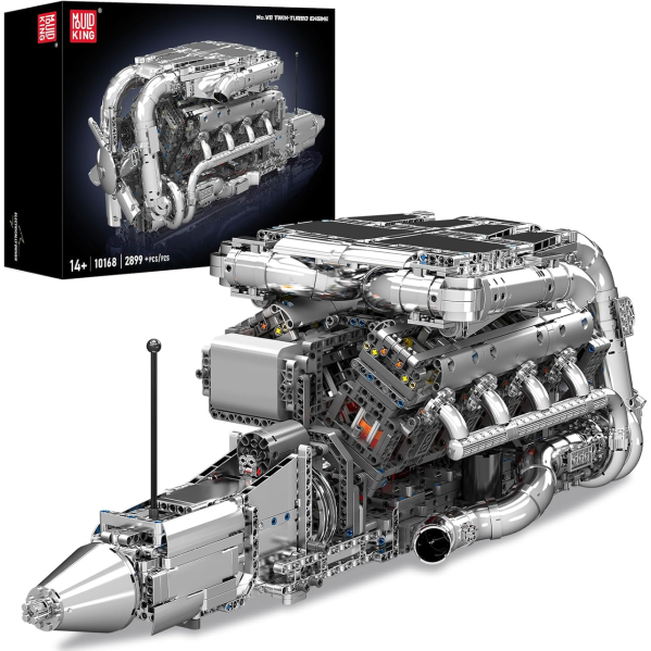 Конструктор двигатель W16 Twin Turbo Mould King 10168 с электромотором 2899 деталей — модель двигателя W16, механический двигатель Конструктор двигатель W16 Twin Turbo Mould King 10168 с электромотором 2899 деталей — модель двигателя W16, механический двигатель