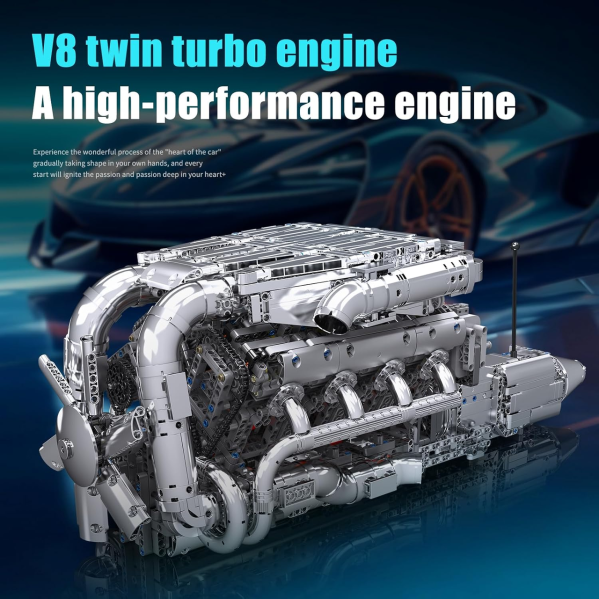 Конструктор двигатель W16 Twin Turbo Mould King 10168 с электромотором 2899 деталей — модель двигателя W16, механический двигатель Конструктор двигатель W16 Twin Turbo Mould King 10168 с электромотором 2899 деталей — модель двигателя W16, механический двигатель