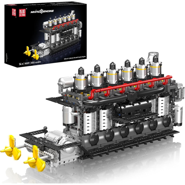 Конструктор двигателя авианосца Inline-6 Mould King 10209 с электромотором 3222 детали рядного 6-цилиндрового дизельного двигателя Конструктор двигателя авианосца Inline-6 Mould King 10209 с электромотором 3222 детали рядного 6-цилиндрового дизельного двигателя