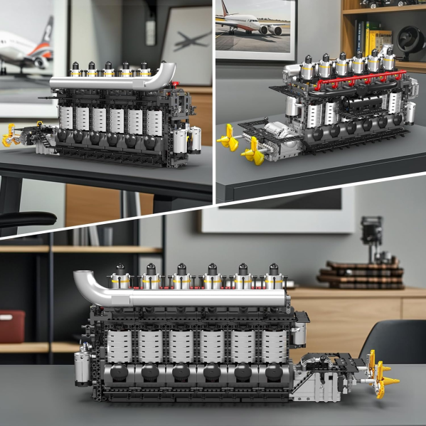 Конструктор двигателя авианосца Inline-6 Mould King 10209 с электромотором 3222 детали рядного 6-цилиндрового дизельного двигателя Конструктор двигателя авианосца Inline-6 Mould King 10209 с электромотором 3222 детали рядного 6-цилиндрового дизельного двигателя