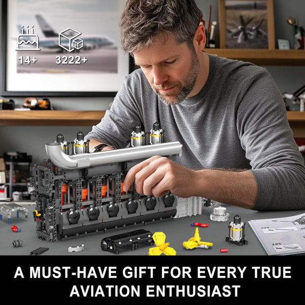 Конструктор двигателя авианосца Inline-6 Mould King 10209 с электромотором 3222 детали рядного 6-цилиндрового дизельного двигателя Конструктор двигателя авианосца Inline-6 Mould King 10209 с электромотором 3222 детали рядного 6-цилиндрового дизельного двигателя