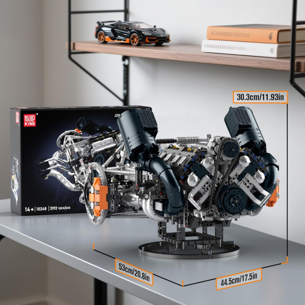 Конструктор двигателя V8 Hyper Mould King 10248 3192 детали - модель двигателя суперкара V8, механический STEM конструктор Конструктор двигателя V8 Hyper Mould King 10248 3192 детали - модель двигателя суперкара V8, механический STEM конструктор