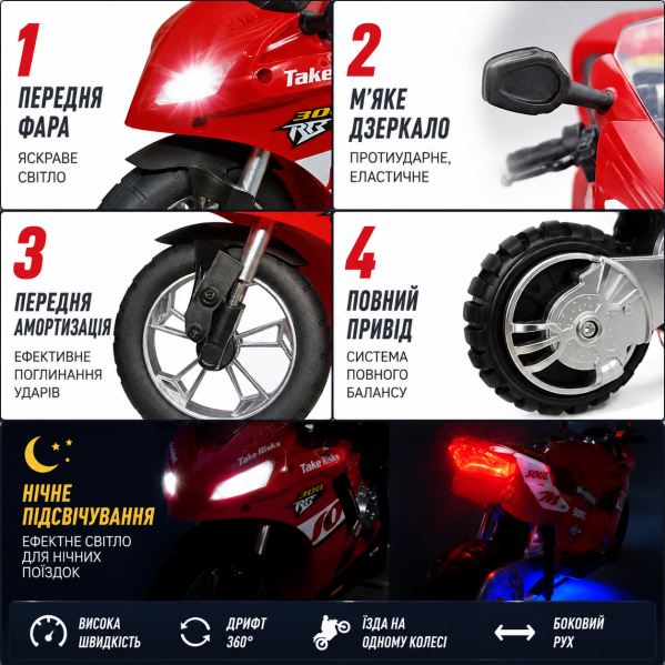 Радиоуправляемый мотоцикл 1:16 RC Motorcycle 360 Drift Racing на пульте управления, дрифт 360°, самобалансировка, аккумулятор Радиоуправляемый мотоцикл 1:16 RC Motorcycle 360 Drift Racing на пульте управления, дрифт 360°, самобалансировка, аккумулятор
