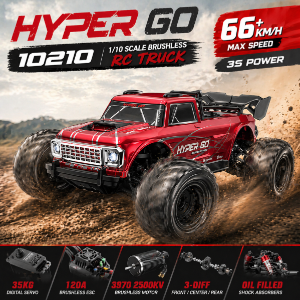 Машинка на радиоуправлении MJX Hyper Go 10210 1:10 4WD до 80 км/ч, безщеточный RC внедорожник