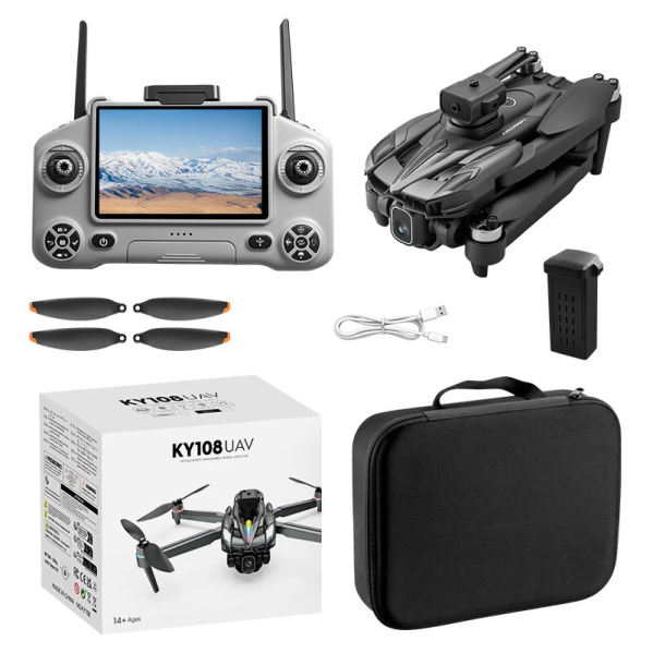 Квадрокоптер XKJ KY108 FPV с экраном 4.3", бесколлекторный дрон, двойная HD-камера, WiFi, оптическое позиционирование, обход помех Квадрокоптер XKJ KY108 FPV с экраном 4.3", бесколлекторный дрон, двойная HD-камера, WiFi, оптическое позиционирование, обход помех