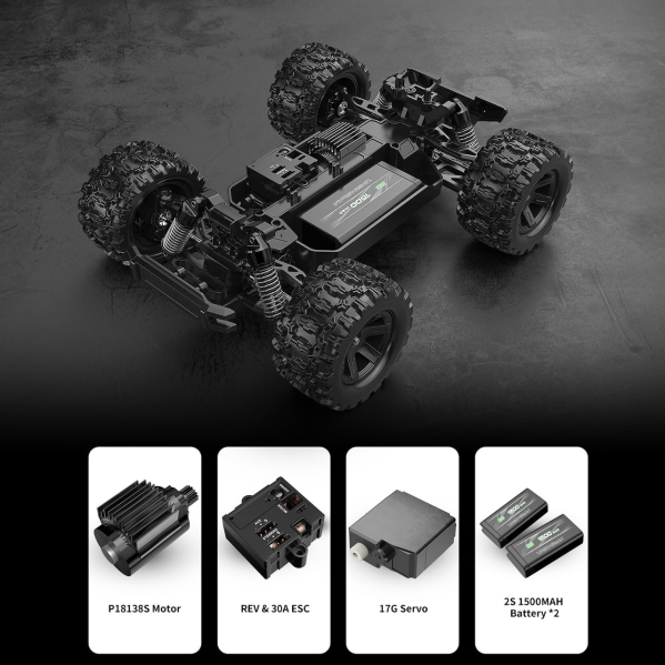 Радиоуправляемая машинка MJX HYPER GO 18208 1:18 4WD до 45 км/ч, RC внедорожник на пульте управления, металлическая трансмиссия, 2 Радиоуправляемая машинка MJX HYPER GO 18208 1:18 4WD до 45 км/ч, RC внедорожник на пульте управления, металлическая трансмиссия, 2