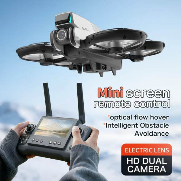 Квадрокоптер GT9 с пультом с экраном 4.3", 1 аккумулятора, FPV дрон, камера, до 100 м, бесщеточный Квадрокоптер GT9 с пультом с экраном 4.3", 1 аккумулятора, FPV дрон, камера, до 100 м, бесщеточный