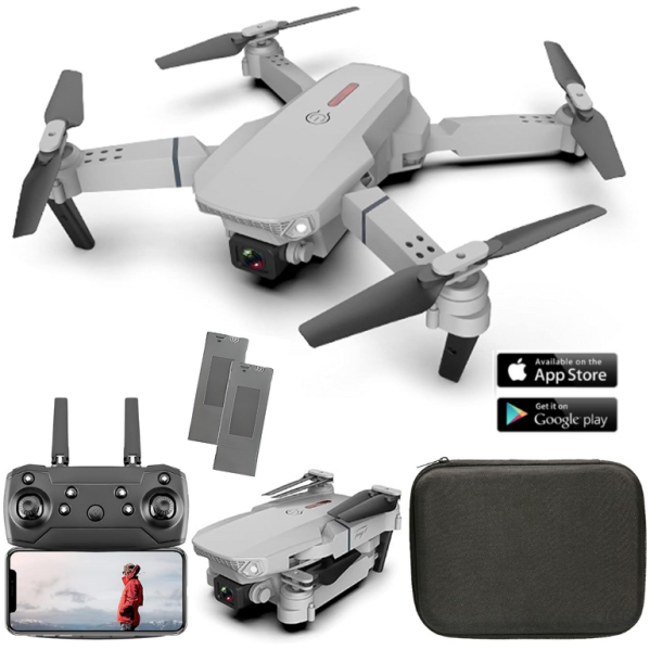 Дрон с камерой E88 Mini Drone, квадрокоптер HD 720P, до 20 мин полёта, 2 аккумулятора