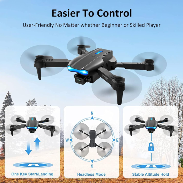 Квадрокоптер с камерой E99 Pro2 - мини дрон 4К FPV дальность до 100 м. до 15 мин. полета Квадрокоптер с камерой E99 Pro2 - мини дрон 4К FPV дальность до 100 м. до 15 мин. полета