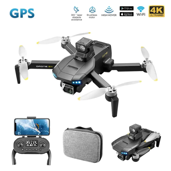 Квадрокоптер дрон с камерой LSRC S+ Ultra 4K HD FPV, БК двигатели, 1,2 км до 30 мин. полета + КЕЙС