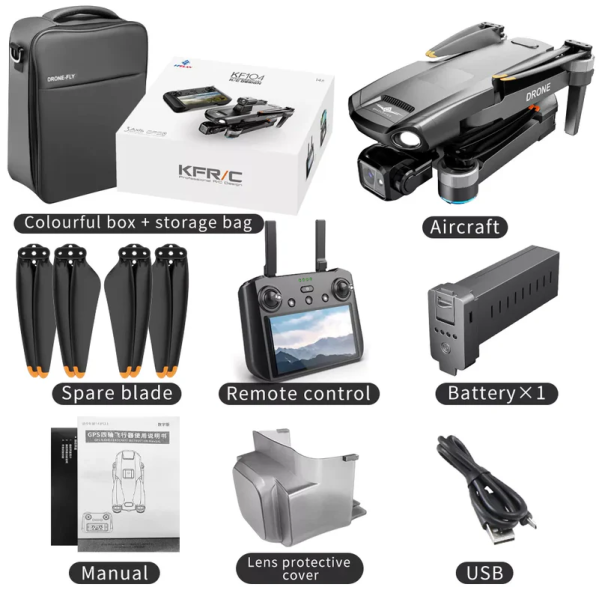 Квадрокоптер Kfplan KF104 Max - дрон с 4K и HD-камерами, ESC, 5G WI-FI, GPS, FPV, БК моторы, 6000м, до 30 мин. Квадрокоптер Kfplan KF104 Max - дрон с 4K и HD-камерами, ESC, 5G WI-FI, GPS, FPV, БК моторы, 6000м, до 30 мин.