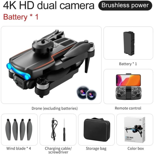 Квадрокоптер с камерой K102 Max Mini Drone - 4K, FPV БК моторы 200 м. до 30 хв. (2 аккумулятора + батарейки) Квадрокоптер с камерой K102 Max Mini Drone - 4K, FPV БК моторы 200 м. до 30 хв. (2 аккумулятора + батарейки)