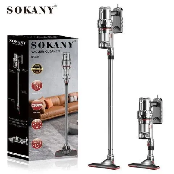 Пылесос вертикальный беспроводной SOKANY SK-3377, Ручной Аккумуляторный пылесос  для дома, 2000 Вт