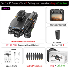 Квадрокоптер SG103 PRO GPS дрон с экраном и камерой HD – до 25 мин полета без смартфона управление через экран