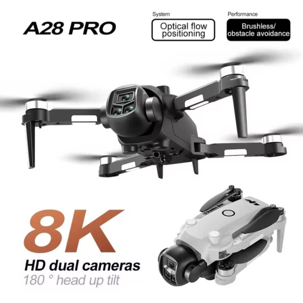 Квадрокоптер A28 PRO дрон с RC пультом 4K EIS бесщеточный до 200 м. 25 мин Квадрокоптер A28 PRO дрон с RC пультом 4K EIS бесщеточный до 200 м. 25 мин