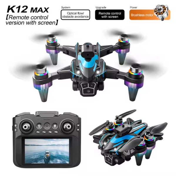Квадрокоптер K12 MAX с HD-камерой, RC пультом управления, Wi-Fi FPV, складной дрон с удержанием высоты, автовзлетом Квадрокоптер K12 MAX с HD-камерой, RC пультом управления, Wi-Fi FPV, складной дрон с удержанием высоты, автовзлетом