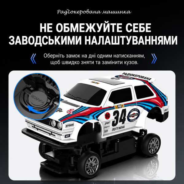 Радиоуправляемая машинка KFPLAN KF34 1:43 4WD для дрифта, RC дрифт-кар на пульте, пропорциональное управление, LED, 15 км/ч, аккум Радиоуправляемая машинка KFPLAN KF34 1:43 4WD для дрифта, RC дрифт-кар на пульте, пропорциональное управление, LED, 15 км/ч, аккум