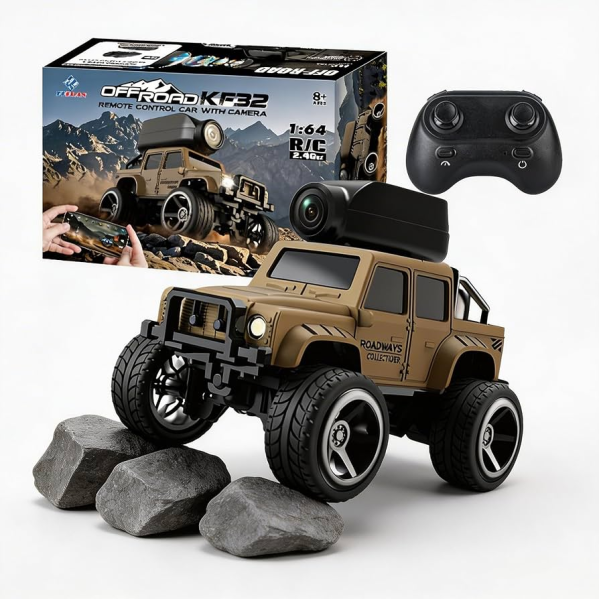 Мини-машина на радиоуправлении KFPLAN KF32 1:64 с FPV камерой 480P, RC авто 2WD на пульте 2.4GHz, пропорциональное управление
