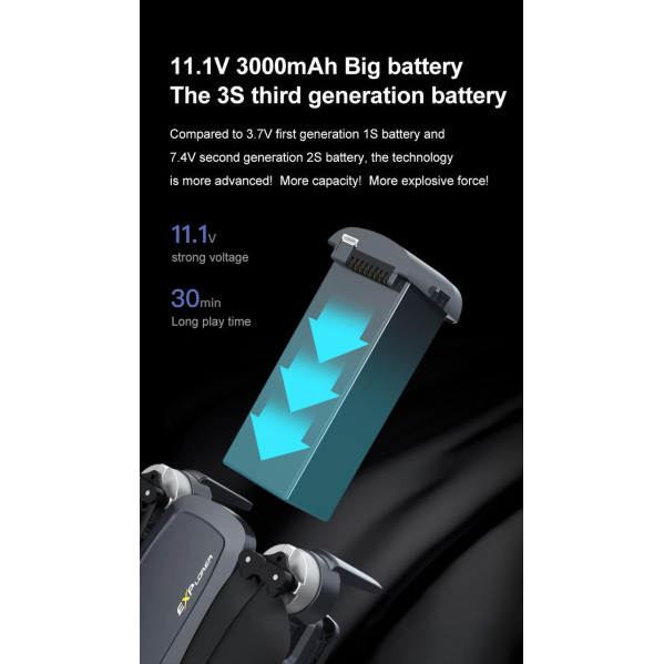 JJRC X20 аккумулятор 5G GPS RC Дрон Квадрокоптер запасные части 11,1 В 3000 мАч  30 мин