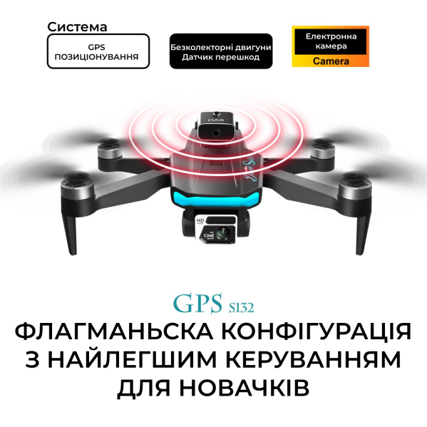 S132 Pro Квадрокоптер дрон с камерой, WIFI GPS, обход препятствий, FPV БК. моторы полет до 1 км S132 Pro Квадрокоптер дрон с камерой, WIFI GPS, обход препятствий, FPV БК. моторы полет до 1 км